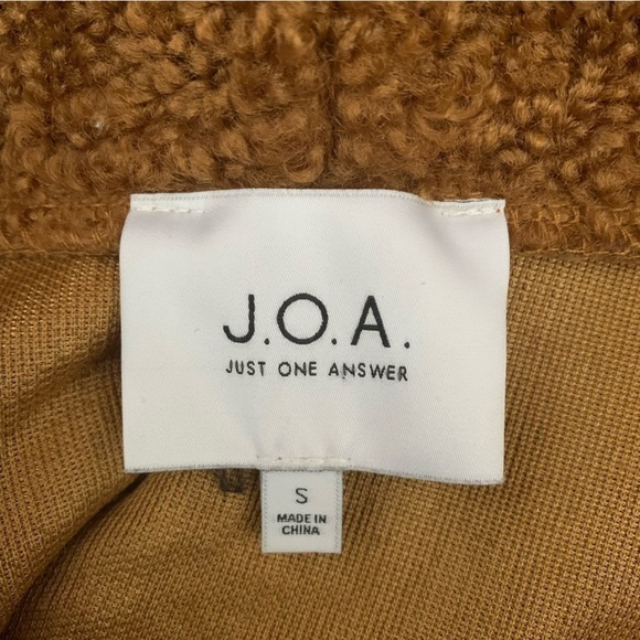 J.O.A. Sherpa Hoodie Maple Brown Fleece Drawstring Relaxed Fit Small - Picture 6 of 8